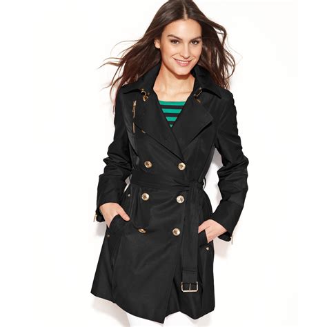 michael kors ladies black jackets|Michael Kors black trench coat.